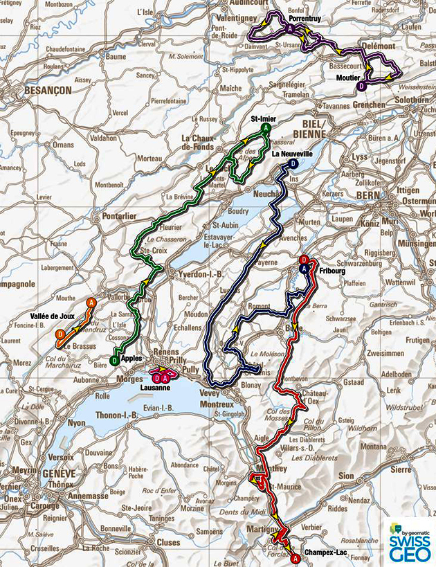 Tour de Romandie map